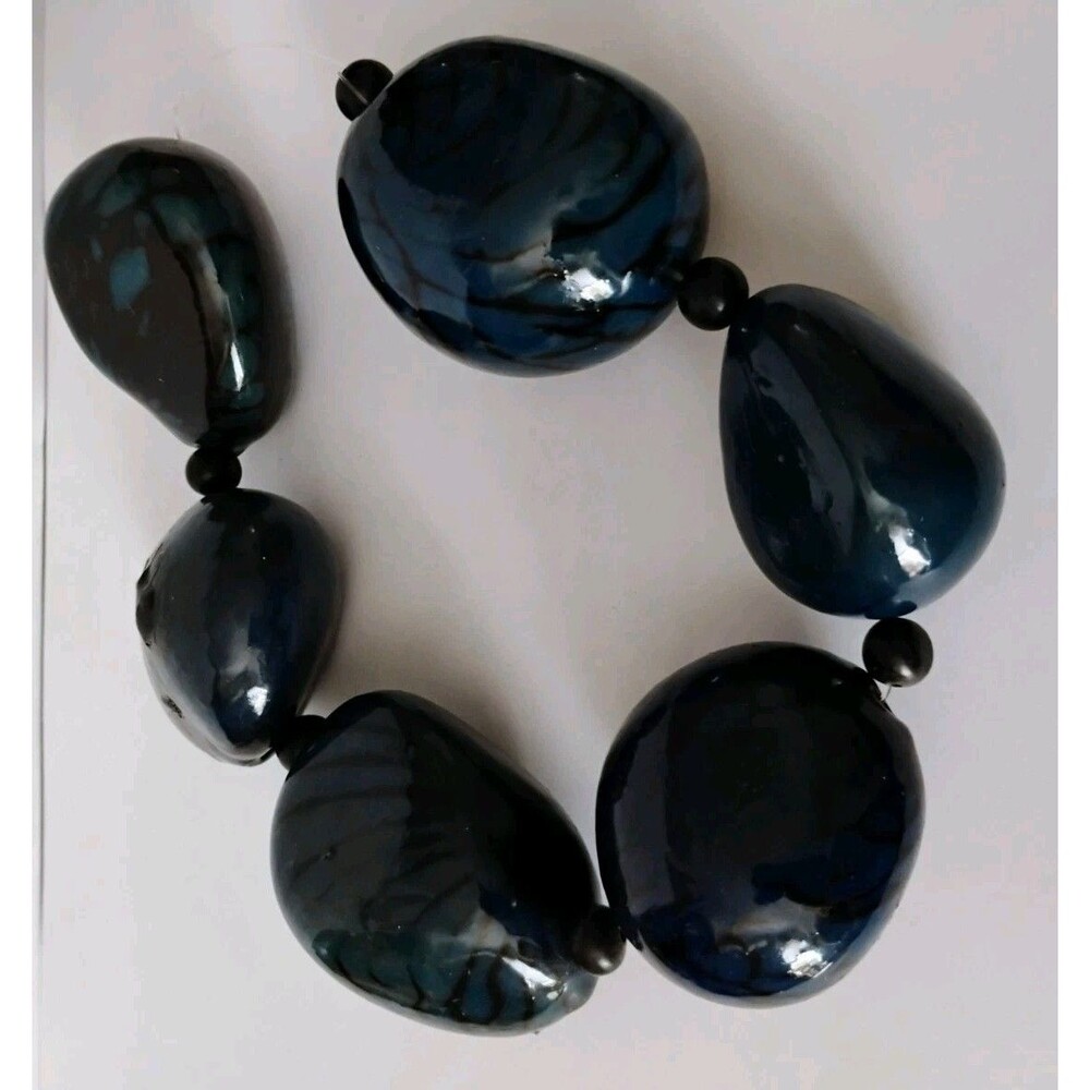 Large Chunky Blue Tagua Nut Loose Beads Lot Vegetable Ivory Crafting Spacers